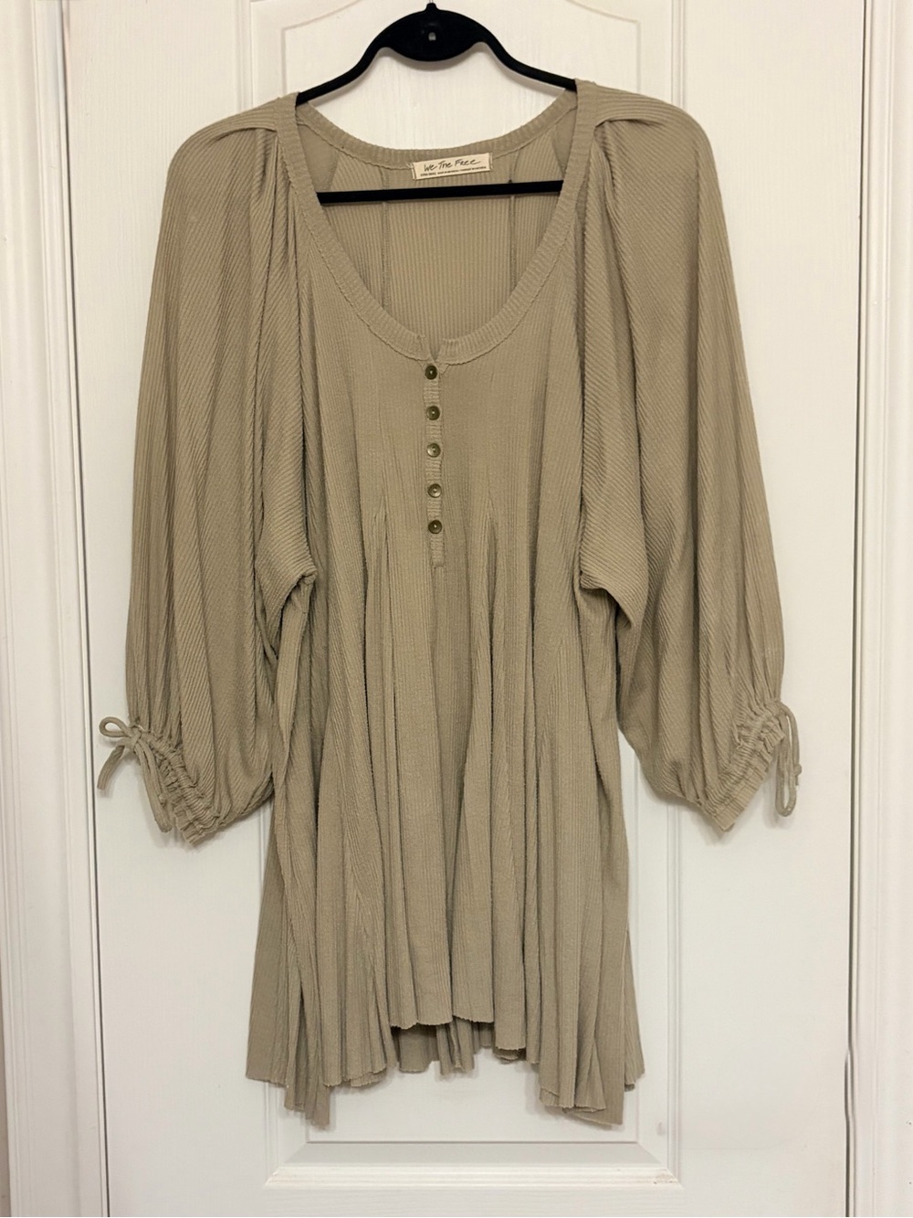 Free People Beige/Tan Mini Dress with Button Front